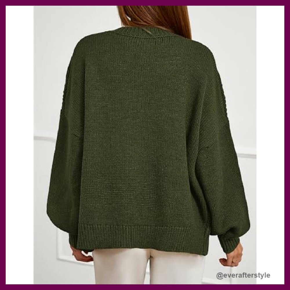 Chunky Cable Knit Cardigan Oversized Loose Fit Button Front Winter Cozy - Picture 4 of 8